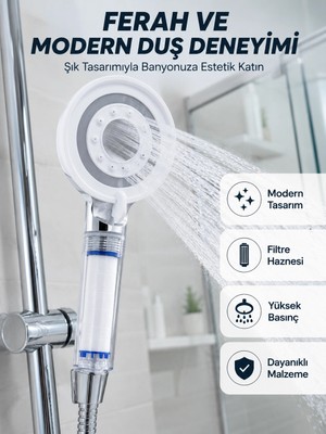 Armüz Mineral Taşlı Filtreli Duş Başlığı Güçlü Su Basınçlı Banyo Başlığı