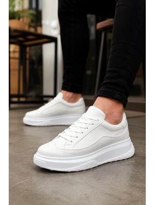 Mevese Rovero Erkek Bağcıklı Cilt Günlük Sneaker Ayakkabı – Beyaz