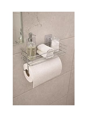 Nacario Sas Haus Yapışkanlı Raflı Kağıt Rulo Havluluk Peçetelik Havlu Kağıtlık Krom Banyo Mutfak Düzenleyici Raf Shr-, Bej