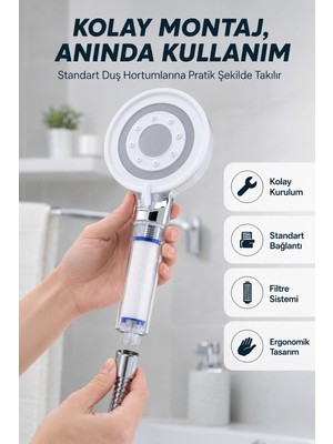 Armüz Filtre Hazneli Basınç Artırıcı Duş Başlığı Kireç Filtreli El Duşu