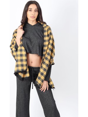 Lims Store Şık Kullanım Pamuk Polyester Şal-Sarı