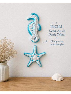 ALCdesing Deniz Yıldızı ve Denizatı Duvar Dekoru 2'li Set Dekoratif Duvar Süsü