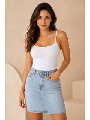 Loule Kadın %95 Pamuk Ip Askılı Pedli Basic Atlet - Esnek & Rahat Bra Singlet