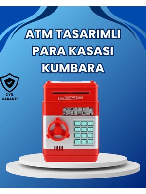 General Kırmızı Atm Tasarımlı Şifreli Para Kasası Kumbara