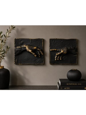 ALCdesing 2'li 3D Eller Duvar Dekoru – Salon Koridor Ofis Tablosu