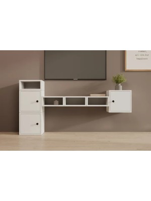 Vivense Leron Luna Modül Duvara Monte 3 Kapaklı Modern Tv Ünitesi ve Konsol
