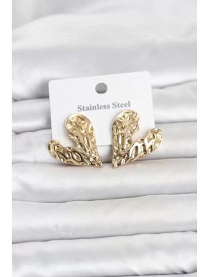 Uslucan Alışveriş 316L Çelik Gold Renk Kalp Model Kadın Küpe TJ-BKP11809