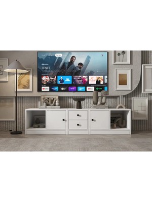 Vivense Leron Dolapli Çekmeceli Tv Ünitesi Beyaz 161 cm Tvt 1048 Ç