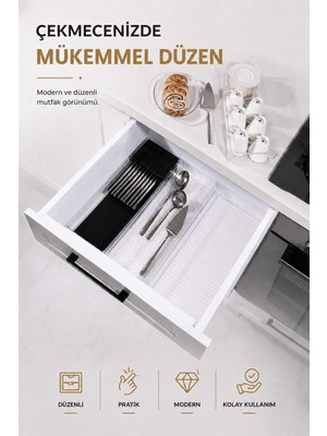 Meks Sas Haus Çekmece Içi Bıçaklık Organizer Bölmeli Mutfak Düzenleyici Siyah S-11029