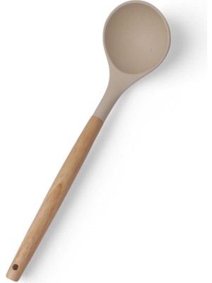 Meks Deconox Bambu Saplı Silikon Kepçe, Bambu Uzun Silikon Çorba ve Sos Kepçesi 27CM 3 Renk Seçenekli (K