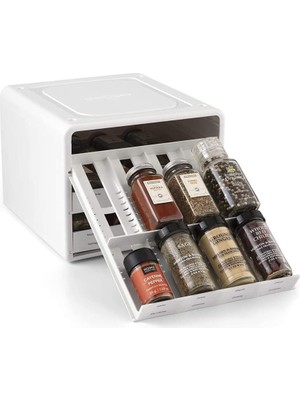 Meks Youcopia Spicestack Baharat Rafı, Ayarlanabilir, 24 Şişe, Beyaz