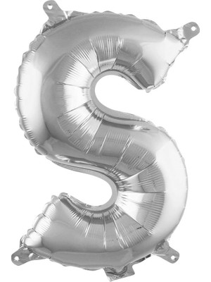 Meks S Harfi 16 Inç Gümüş Renk Folyo Balon 36 cm (Gümüş)