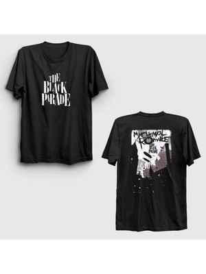 Presmono Unisex Siyah Black Parade Rock My Chemical Romance Sırt Baskılı T-Shirt