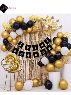 Meks Bkmc 3 Yaş Kral Taçlı Balon Zinciri Doğum Günü Seti Iyi Ki Doğdun Doğum Günü BMCNM693