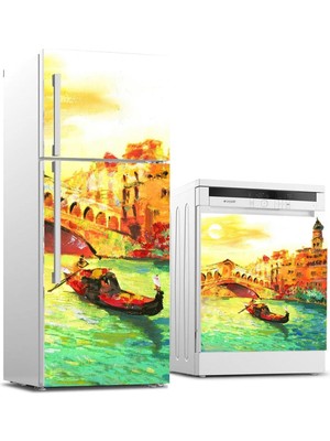 Meks Buzdolabı ve Bulaşık Makinası Beyaz Eşya Sticker Kaplama Venedik Yağlıboya