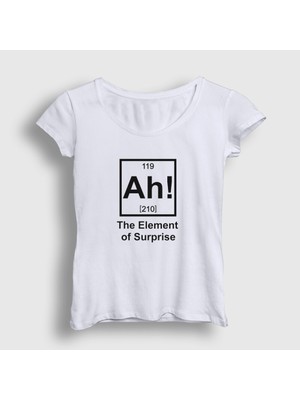 Presmono Kadın Beyaz Ah The Element Of Surprise Kimya T-Shirt