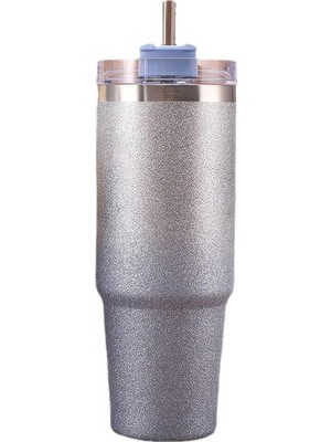Meks 304 L Çelik Mavi Işıltılı 890 ml Pipetli Soğuk Sıcak El Termos CIN940MV