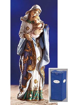 Meks Avalon Gallery Ave Maria Adoring Madonna & Child Heykeli, 18 Cm, El Boyaması Katolik Reçine Figürü