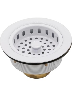 Meks Westbrass D214-50 3-1/2" Post Style Büyük Mutfak Lavabo Sepeti Süzgeç, 1'li Paket, Toz Boya Beyaz