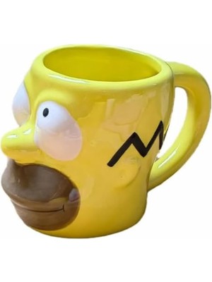 Meks The Simpsons 3D Seramik Kupa Bardak, Sarı, Karakter Tasarımlı, Geniş Kulplu