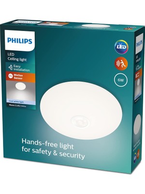 Meks Philips Mauve Hareket Sensörlü Yuvarlak Tavan Lambası 6W 4000K Gün Işığı