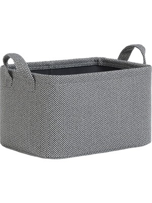 Meks Ocean Home Textile Antrasit Renk Dokulu Kumaş Sepet 30 x 21 x 18 cm