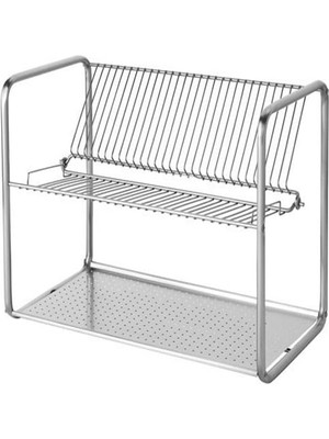 Meks Ikea 2 Katlı Bulaşık Sepeti Paslanmaz Çelik Bulaşıklık 27X50 cm