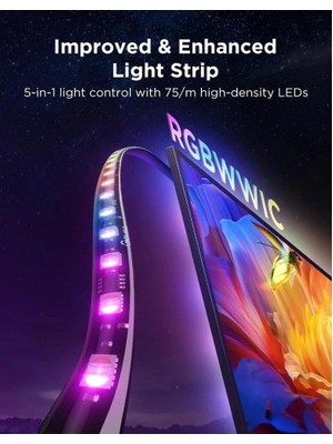 Meks Govee 3s Pro Tr Arkası LED Şerit Ambiyans Aydınlatma, Tv Renk Senkronizasyonu 55-65 Inç Tv'ler ile