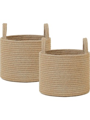 Meks Ocean Home Textile 2'li Jüt Halat Sepet Set 26 x 22 cm