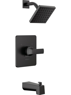 Meks Delta Faucet Velum 14 Serisi Tek Işlevli Siyah Küvet ve Duş Bataryası Seti, Valf Trim Kiti, Duş Kol
