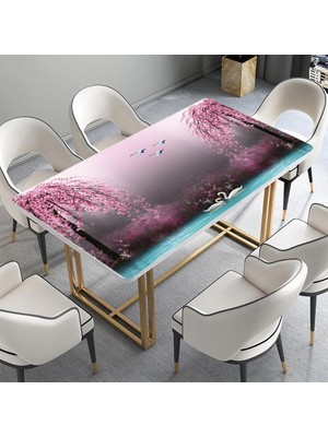 Meks Stickerart Masa Kaplama Folyosu Mobilya Masa Kaplama Folyoları 3D Kuğu Pembe Ağaç