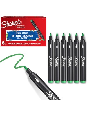 Meks Sharpie Akrilik Markör, Yuvarlak Uç, Zümrüt Yeşili