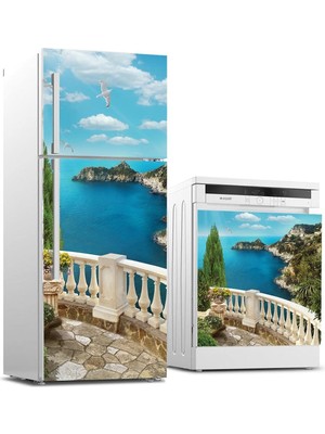Meks Buzdolabı ve Bulaşık Makinası Beyaz Eşya Sticker Kaplama Balkon Deniz