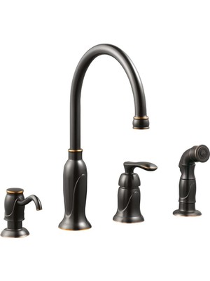 Meks Design House 525790 Madison Mutfak Musluğu, Püskürtücülü ve Sabunluk Ile, Yağla Pürüzsüzleştirilmiş