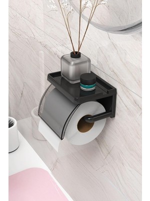 Meks Ata Home Yapışkanlı Kapaklı Tuvalet Kağıdı Askısı Banyo Tuvalet Kağıtlığı Aparatı Peçetelik Organiz