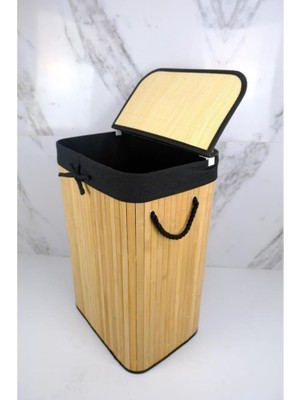 Meks Deconox El Yapımı Hasır Katlanır Çamaşır Sepeti Dikdörtgen 72 Litre (40CM*30CM*61CM), Doğal Malzeme