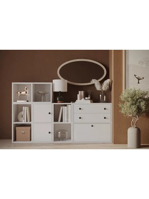 Vivense Leno Çekmeceli ve Kapaklı Çok Amaçlı Dolap, Konsol ve Düzenleyici Dresuar KBR-DRS-1005