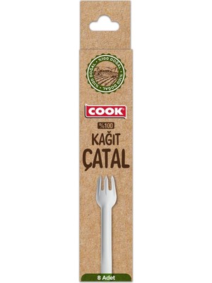 Meks Cook Kağıt Çatal, 8 Adet, Tek Kullanımlık