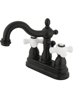 Meks Kingston Brass KB1605PX Heritage 10,5 cm Centerset Lavabo Bataryası Porselen Çapraz Kulplu, Yağlı B