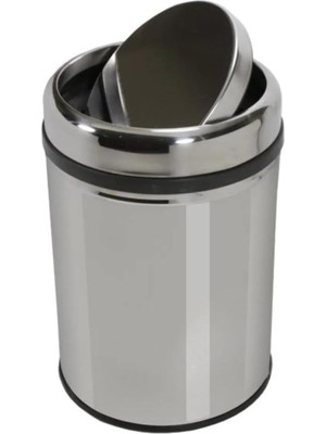 Meks Premium Serisi Pratik Döner Kapaklı 32 Litre Mutfak/banyo Çöp Kovası Paslanmaz Krom, 32L