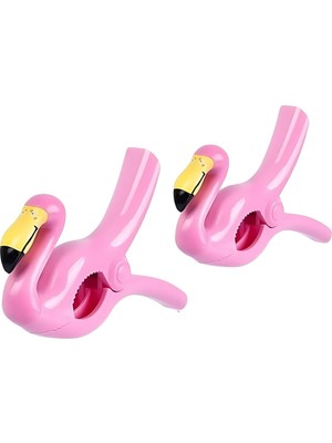 Meks Pembe Flamingo Plaj Havlusu Mandalı, 2'li Set, Güçlü Tutma Özellikli, Taşınabilir Havlu Klipsi