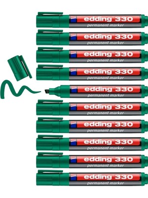 Meks Edding 330 Permanent Markör - Yeşil - 10 Kalem - 1-5 mm Kesik Uçlu