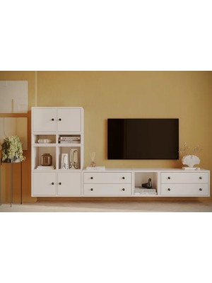 Vivense Leron 4 Kapak 4 Çekmeceli Premium Televizyon Ünitesi Modüler Set Kbr Tvt 1012