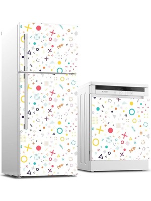 Meks Buzdolabı ve Bulaşık Makinası Beyaz Eşya Sticker Kaplama Geometrik Şekiller