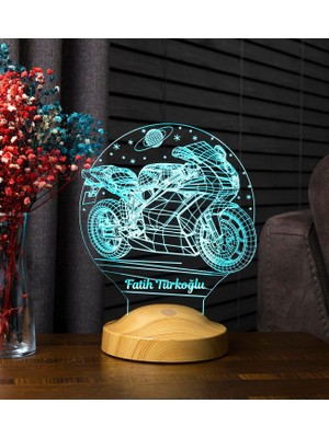 Meks Racing Motosiklet Motor Hayranlarına Hediye 3D LED Lamba, Erkeğe Hediye, Motor Gp Kişiye Özel 3 Boy