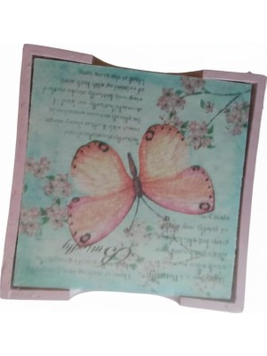 Meks Bardak Altlığı, Ahşap 6’lı Set – Desenli, Masa Koruyucu, Dekoratif (B)