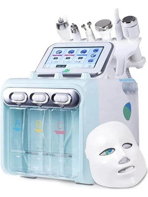 Meks Hydrafacial LED Terapi Hydra Facial 7 1 &büyük Metal Vakum Motorulu & 4'lü Solüsyon Set Hediyeli
