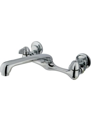 Meks Kingston Brass Duvara Monte Mutfak Bataryası, Döküm Borulu, 19.4 Cm, Parlak Krom, KF200