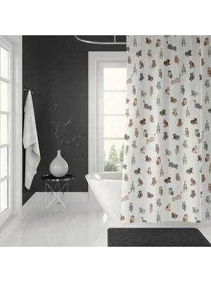Meks Banyo Perdesi 2X120X200 Çift Kanat Duş Perdesi Halka Hediyeli 7183