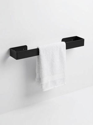 Meks Orret Home 40 cm Yapışkanlı Havlu Askısı Metal Havluluk Delmeden Montaj Banyo Havlu Askılığı Mutfak